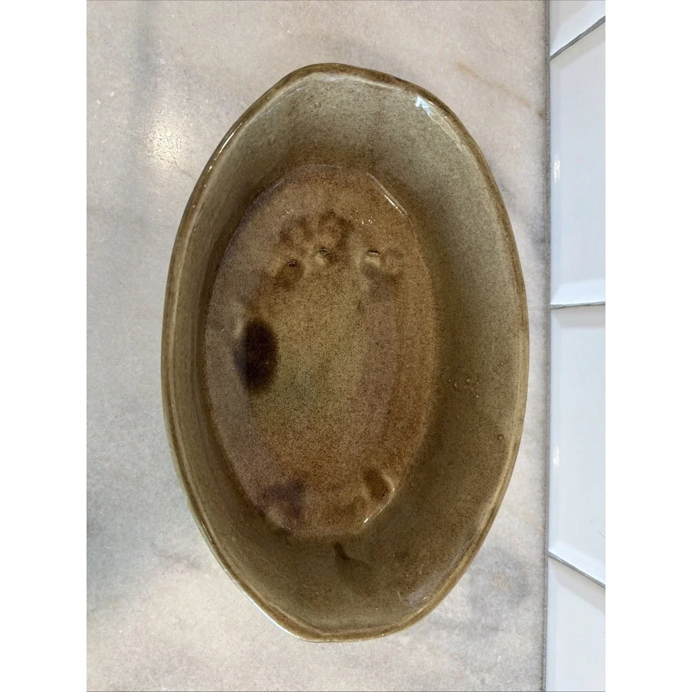 Handcrafted Studio Pottery Tan/olive Planter Oval Organic Shape
